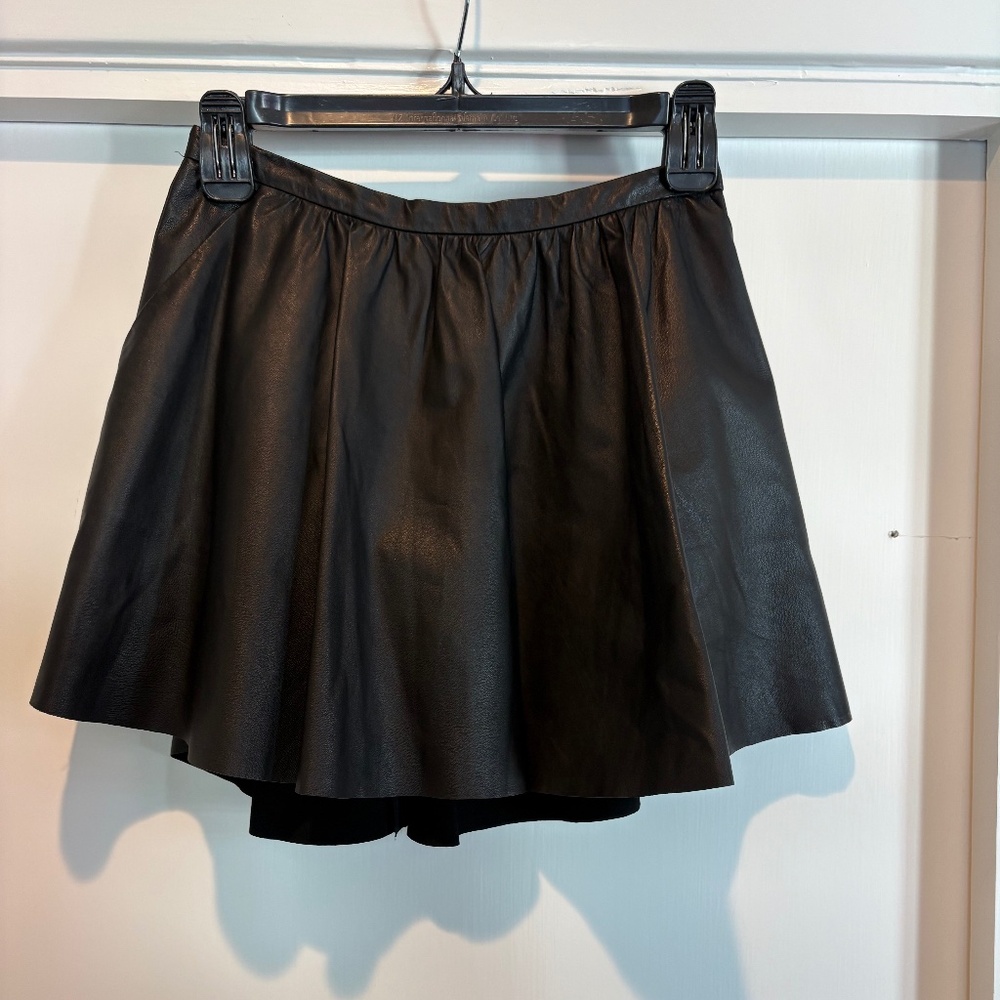 Mason Black 100% Lambskin Leather Skater Mini Skirt